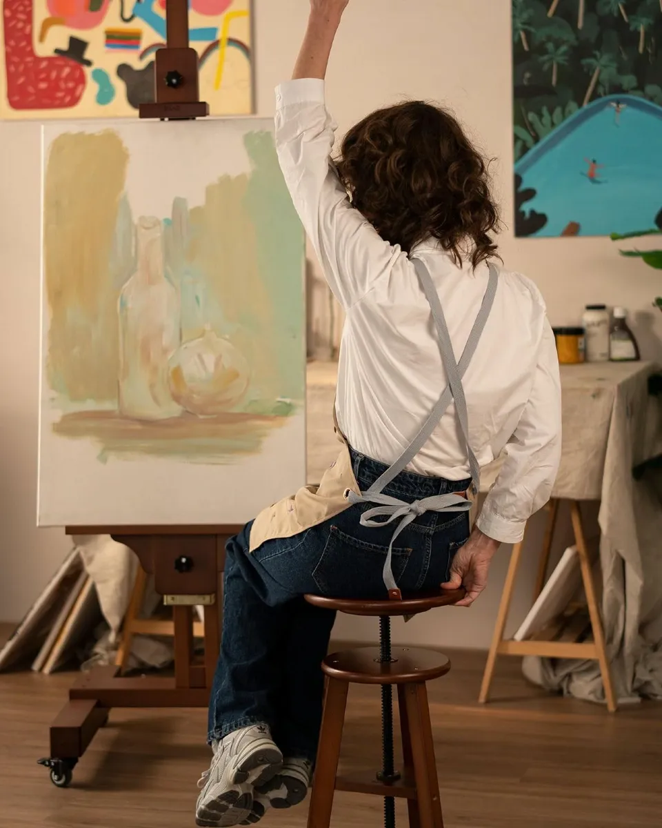 Wooden Drafting Stool Beech Wood Artist Chair - Image 2