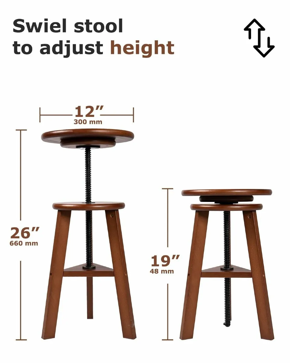 Wooden Drafting Stool Beech Wood Artist Chair - Image 3