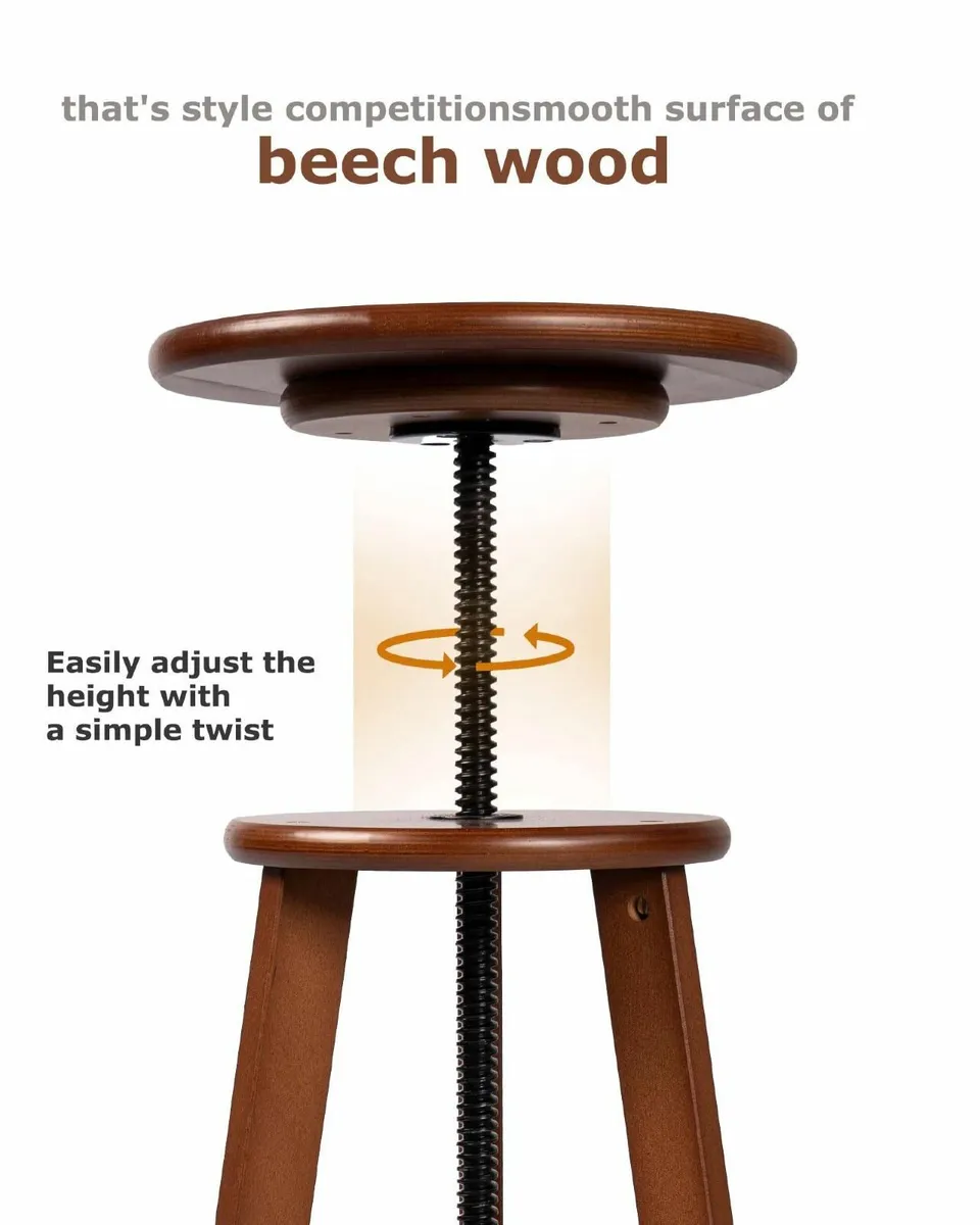 Wooden Drafting Stool Beech Wood Artist Chair - Image 4