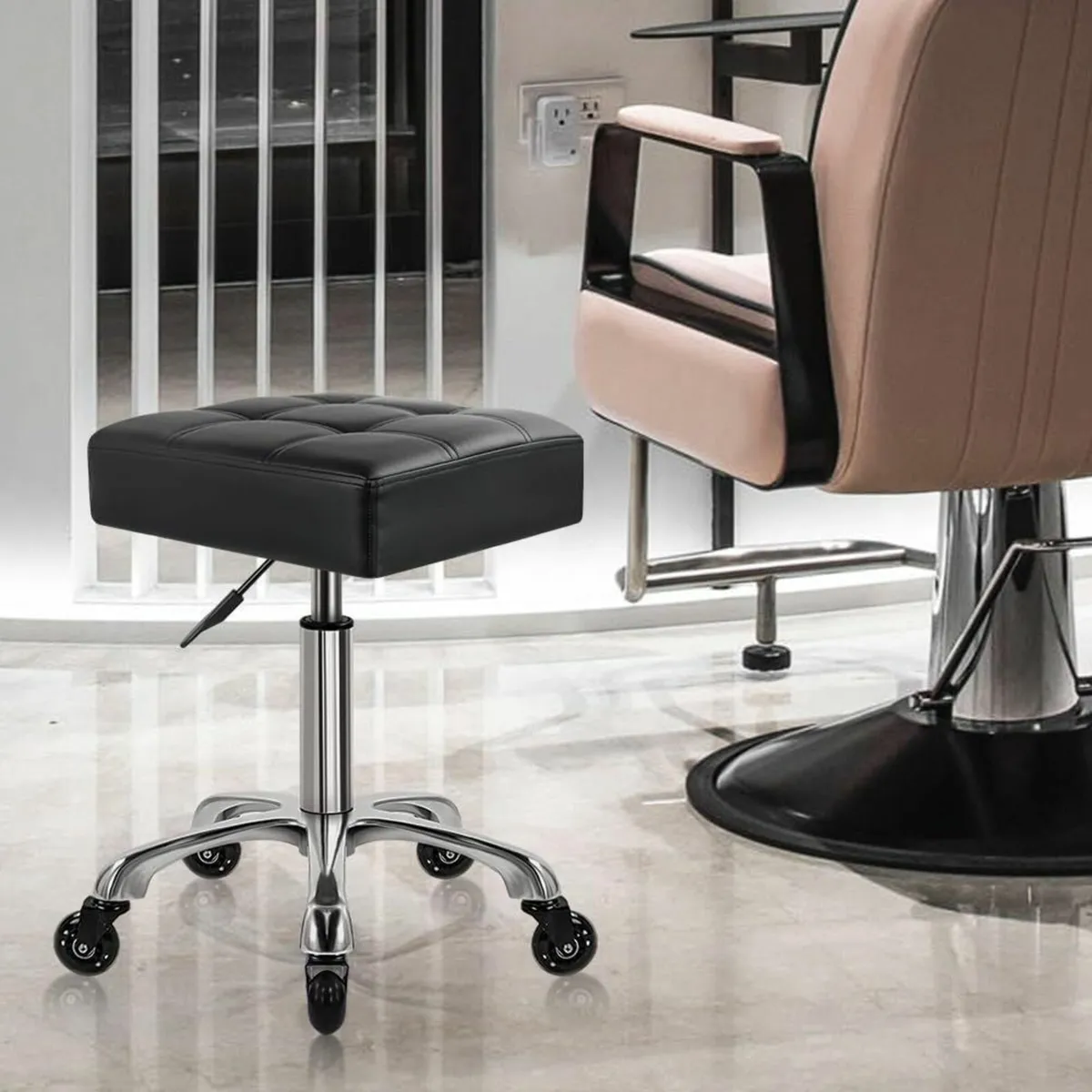 Heavy Duty Office Stool on Wheels Swivel Adjustabl - Image 2