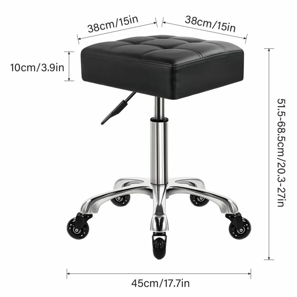 Heavy Duty Office Stool on Wheels Swivel Adjustabl - Image 3