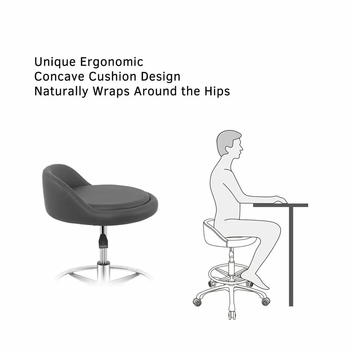 Rolling Stool Adjustable Drafting Chair Heavy - Image 2