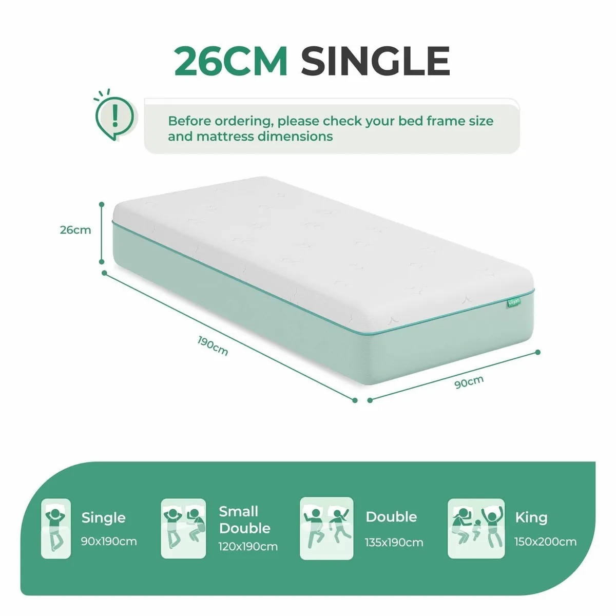 Single Mattress with Gel Bamboo Charcoal Foam - Image 2