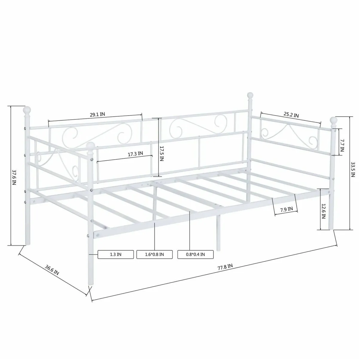 90 x 190cm Day Bed Frame Single with Headboard - Image 2