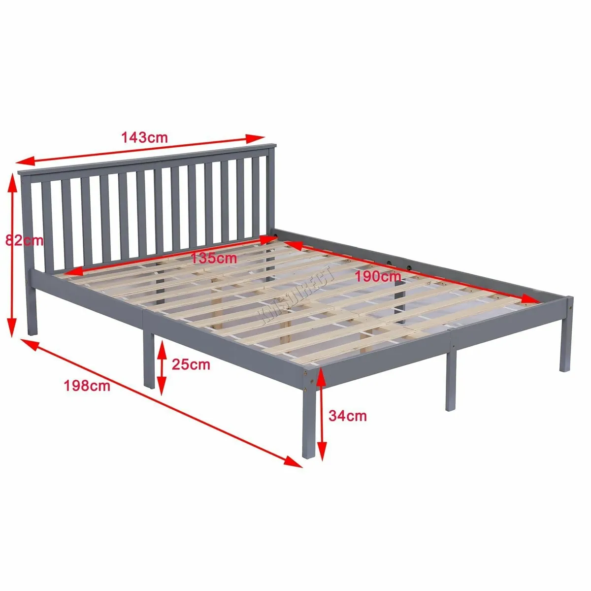 Double Bed Solid Pine Frame Headboard Durable - Image 2
