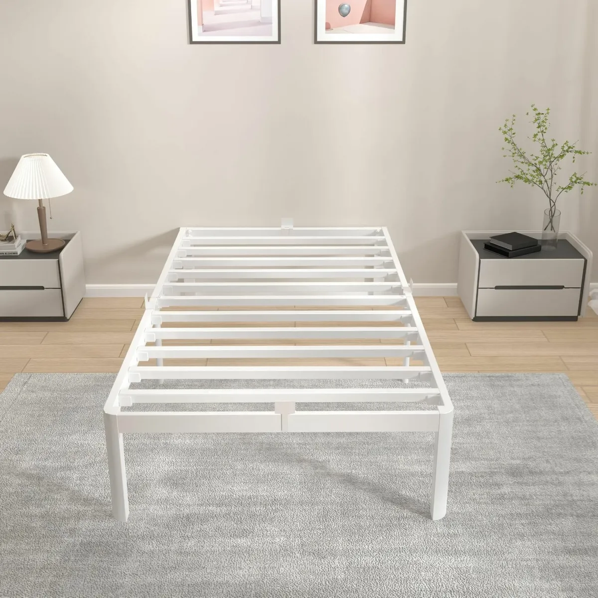 Single Bed Frame 90x190 cm White Guest Room - Image 1