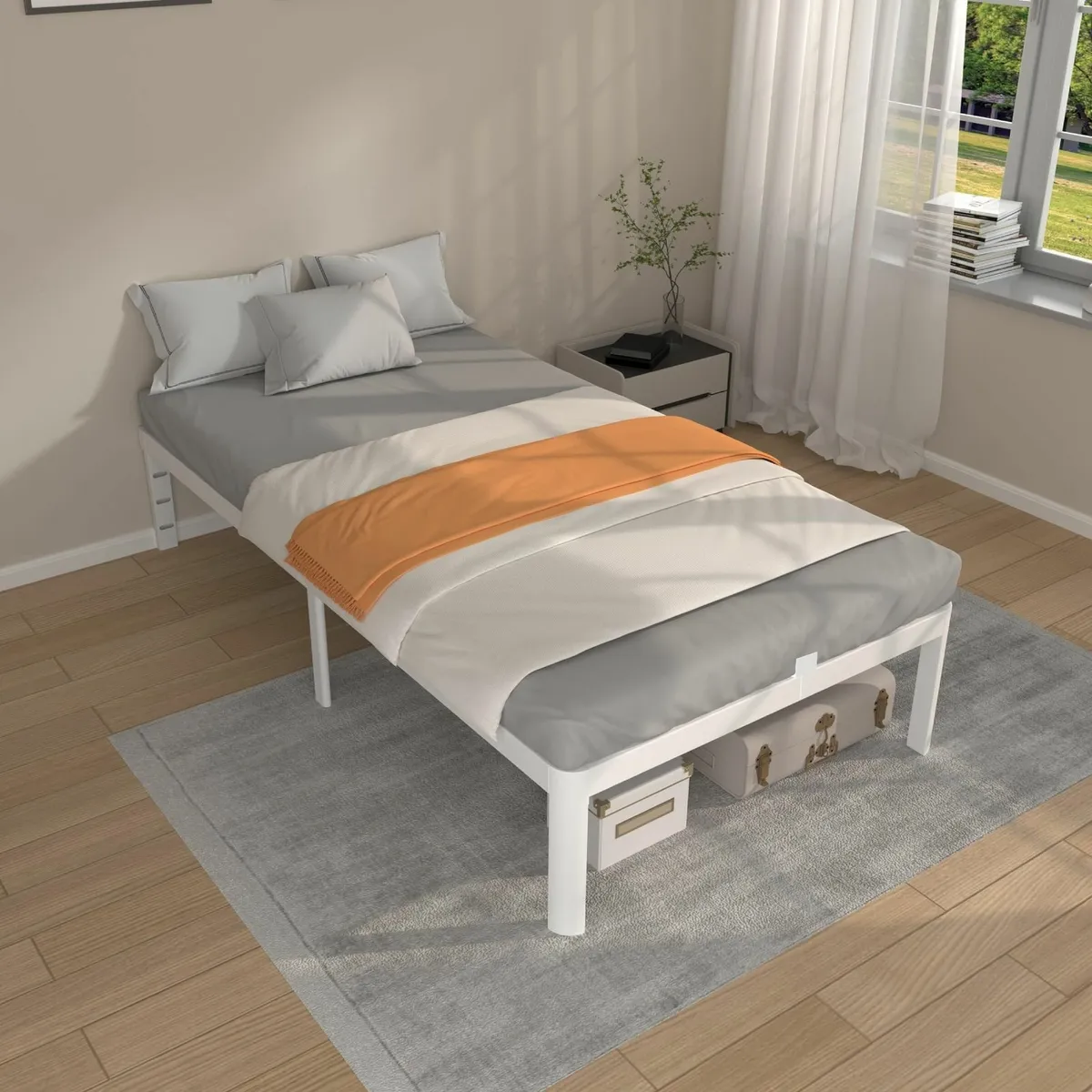 Single Bed Frame 90x190 cm White Guest Room - Image 3