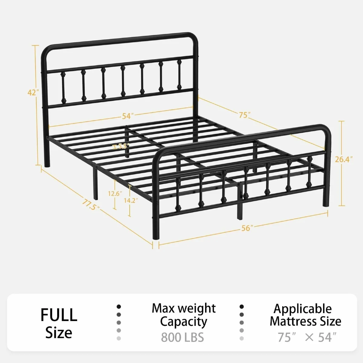 Metal Double Bed Frame Victorian Vintage150x200cm - Image 2