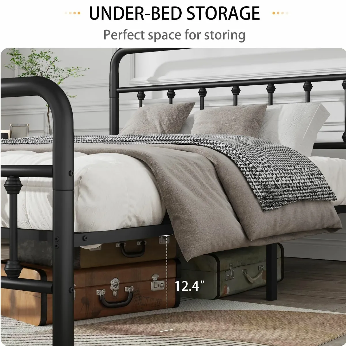 Metal Double Bed Frame Victorian Vintage150x200cm - Image 3