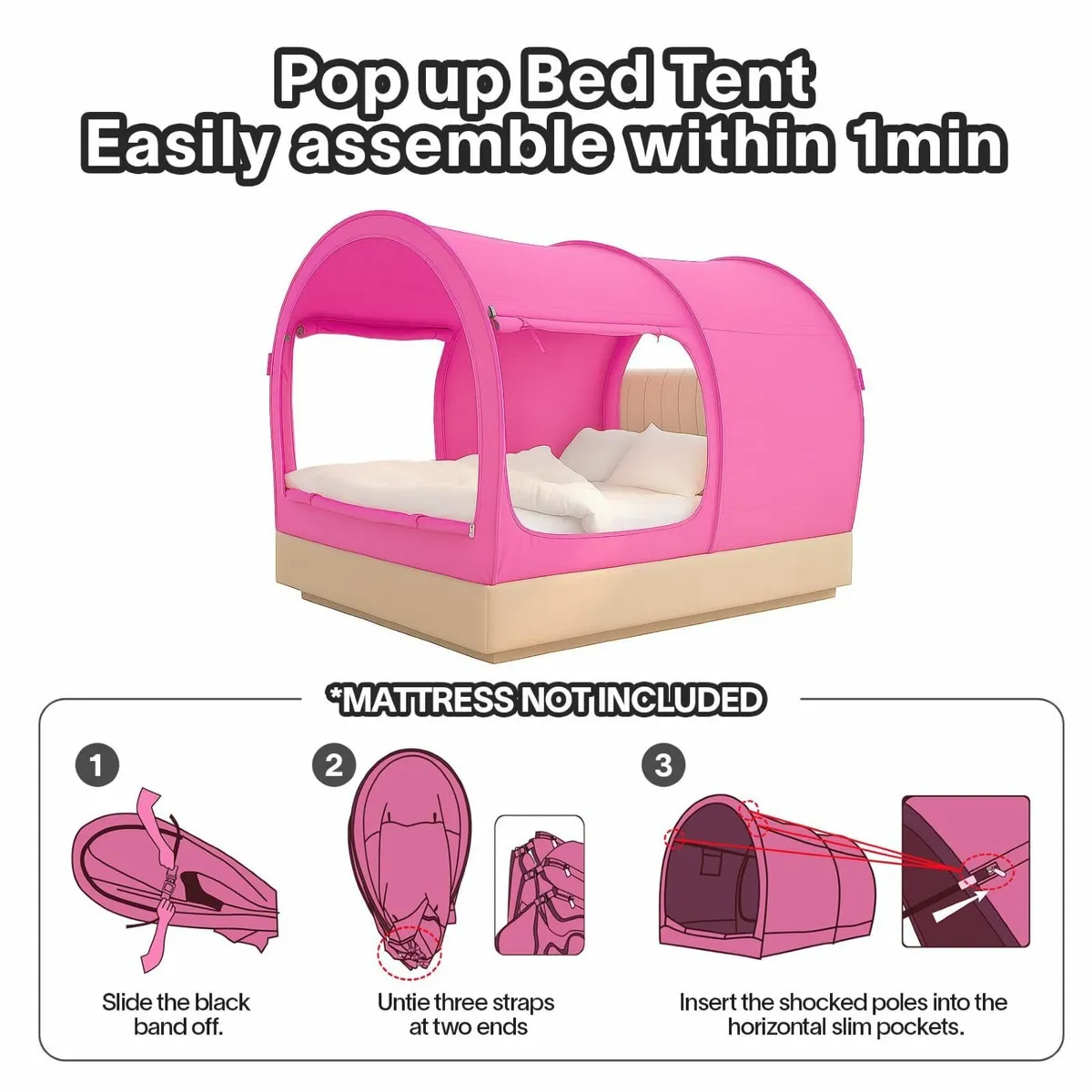 Bed Canopy Dream Tent Privacy Space Single Size - Image 4