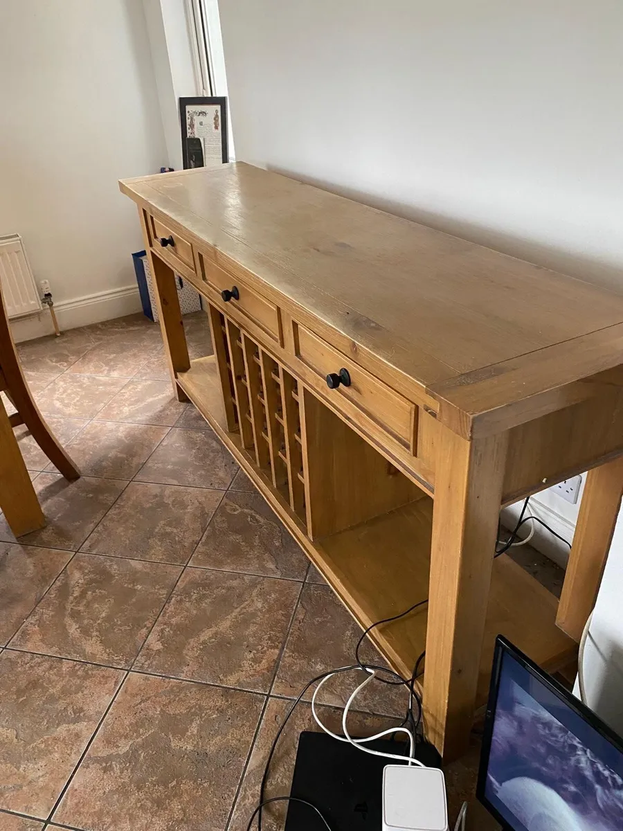 Solid Pine Console Table with Wine Rack - Image 2