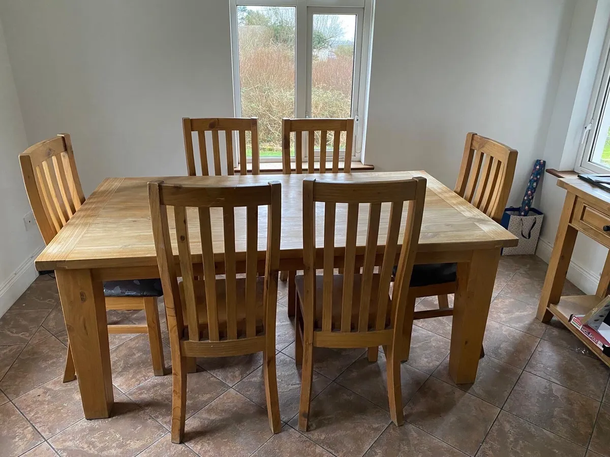 Solid Pine Kitchen Table and Matching Chairs - Image 1