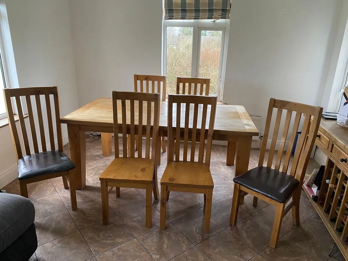 Solid Pine Kitchen Table and Matching Chairs - Image 2