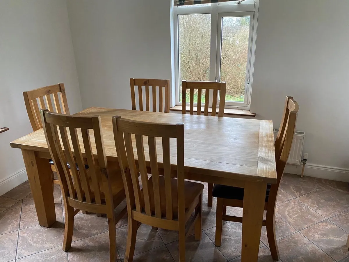 Solid Pine Kitchen Table and Matching Chairs - Image 3