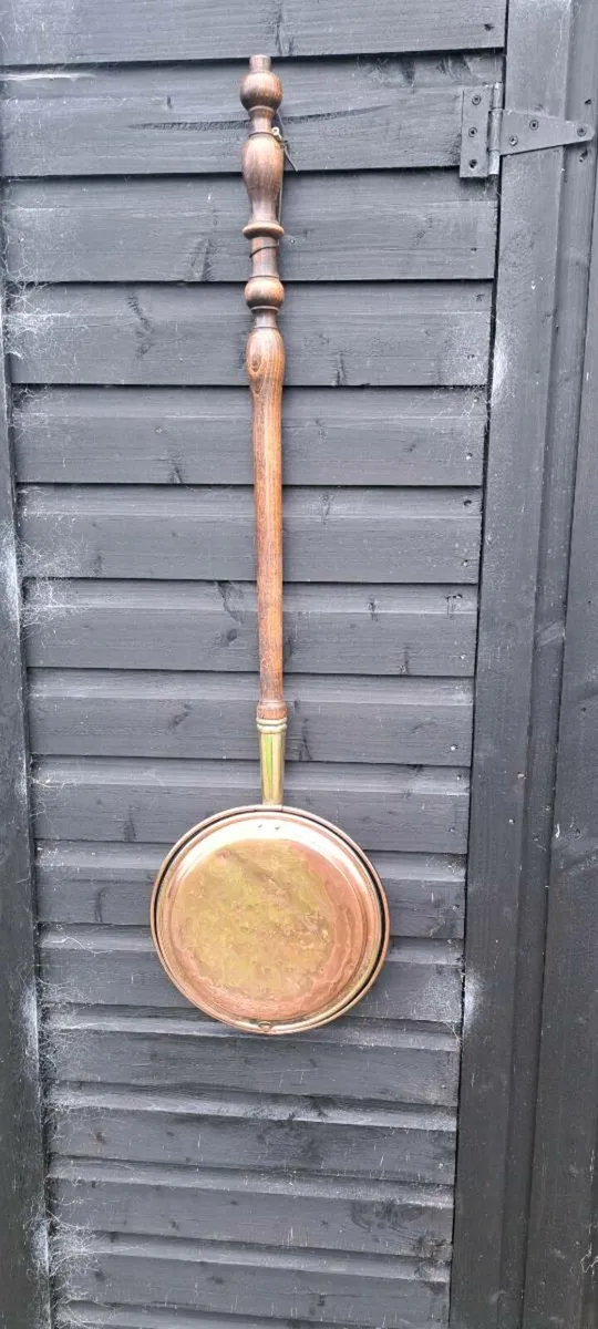 Old copper bed warmer - Image 1