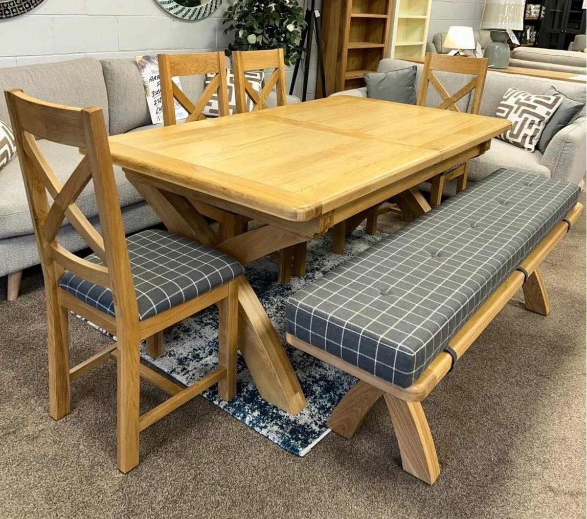 Solid Oak Extending Farmhouse Table, New - Image 1