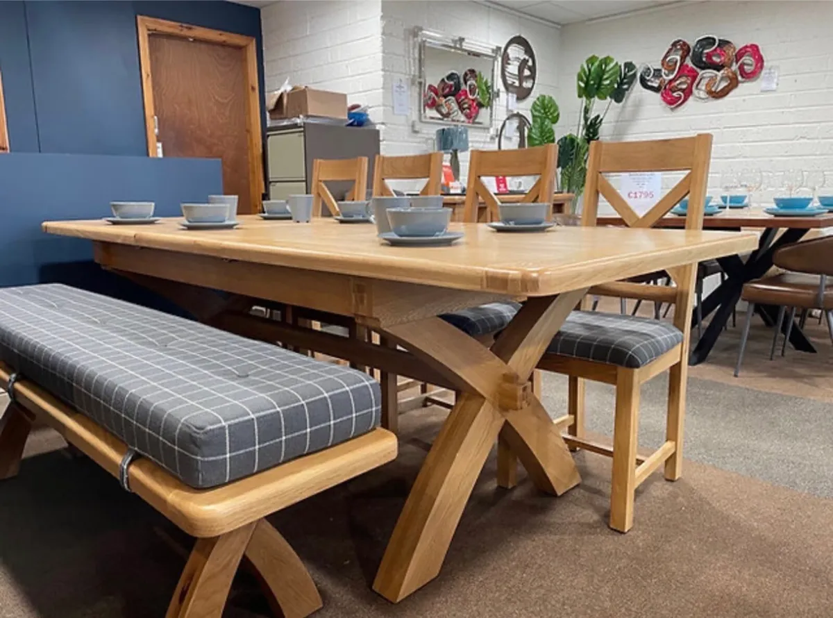 Solid Oak Extending Farmhouse Table, New - Image 2