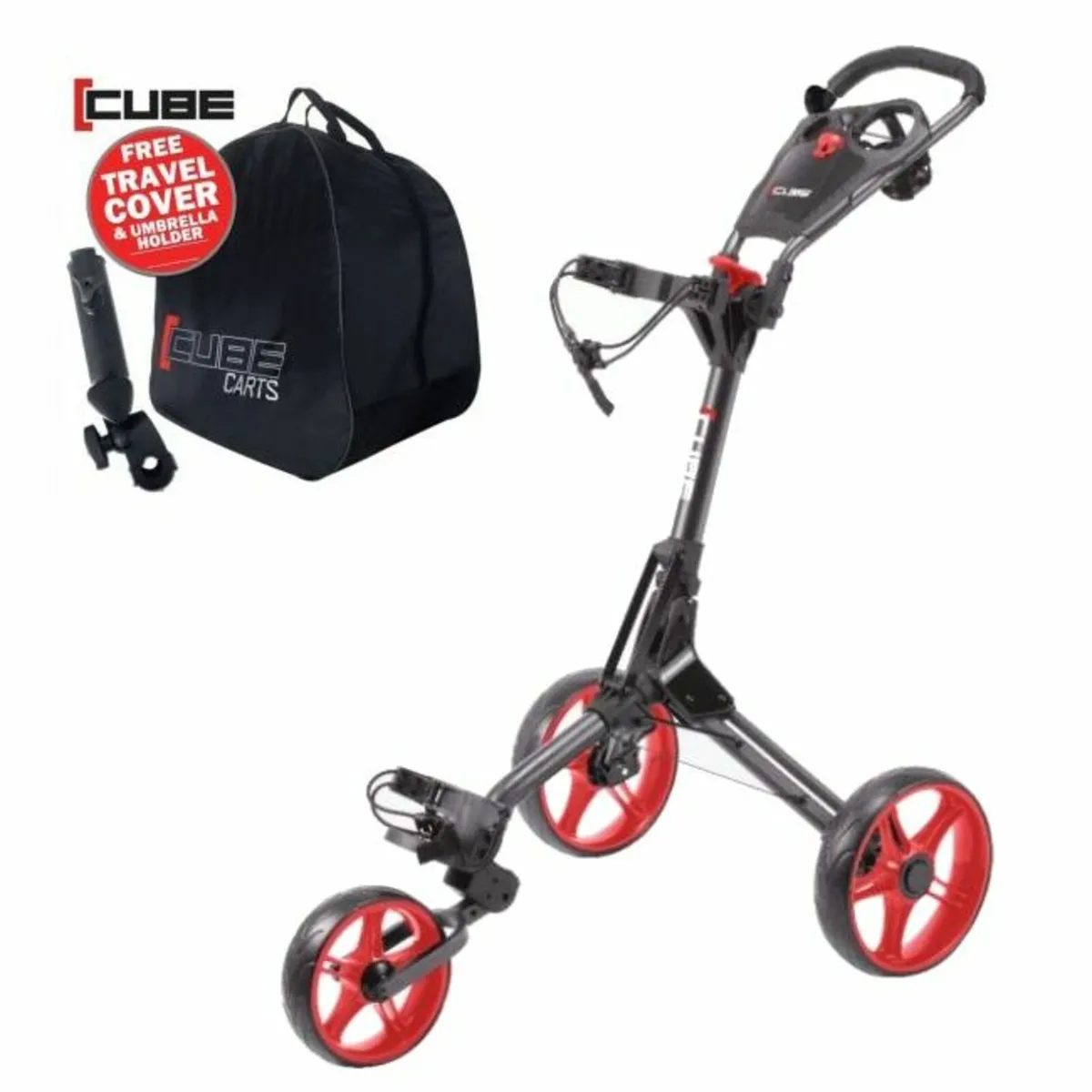 Skymax Cube Push Golf Trolley +2 FREE Accessories - Image 1
