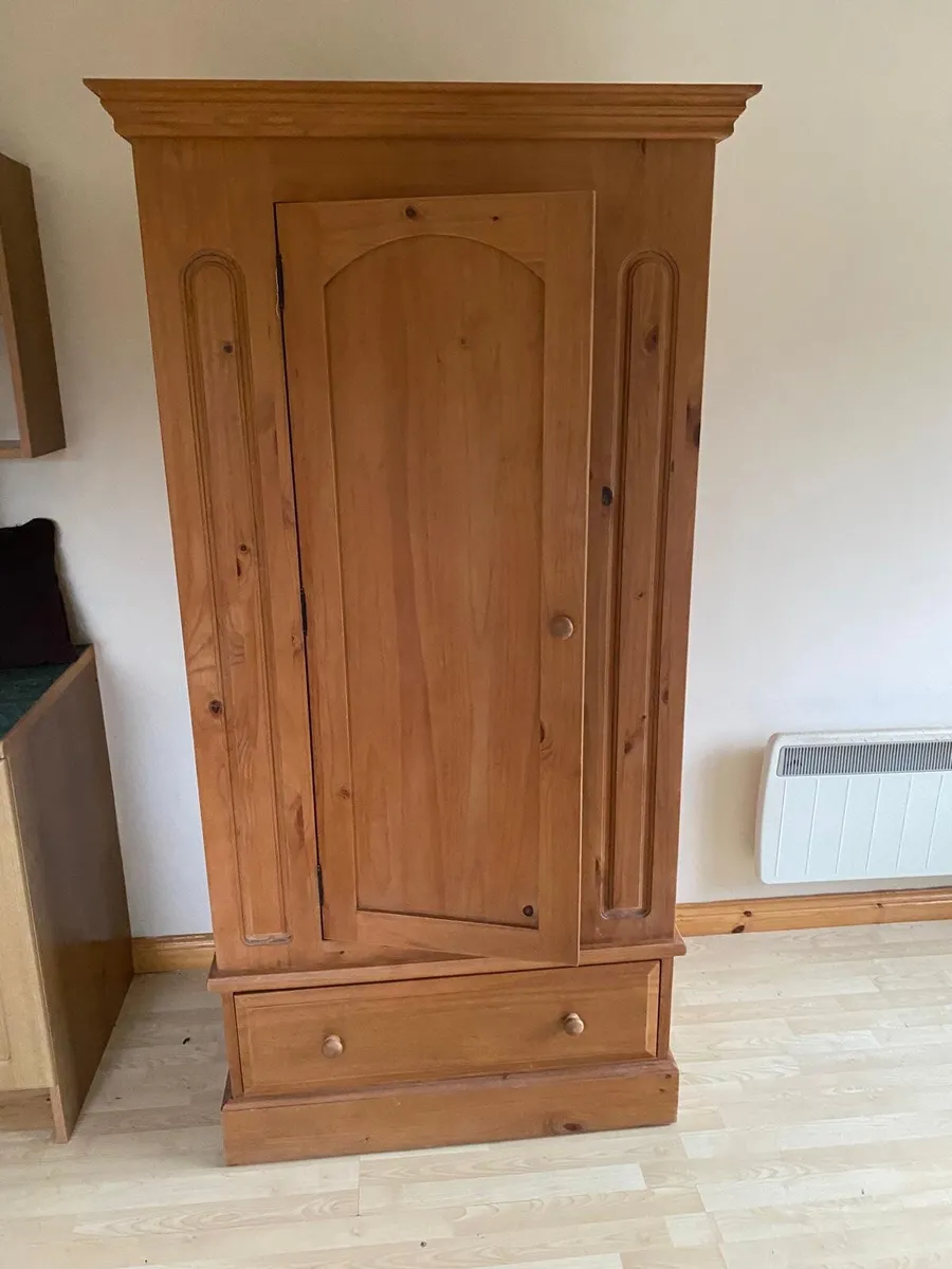 Solid Pine Chest of Drawers and Wardrobe Set - Image 1