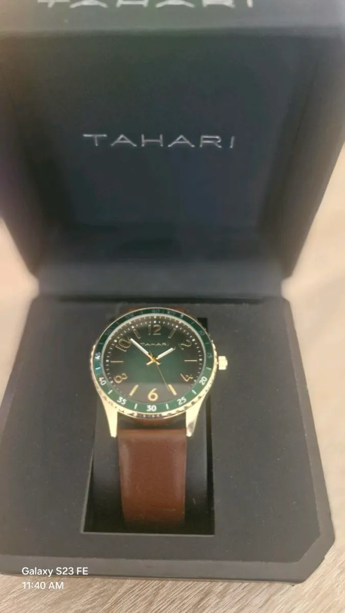 Men's Tahari Casual Dress Wristwatch Leather Band - Image 1