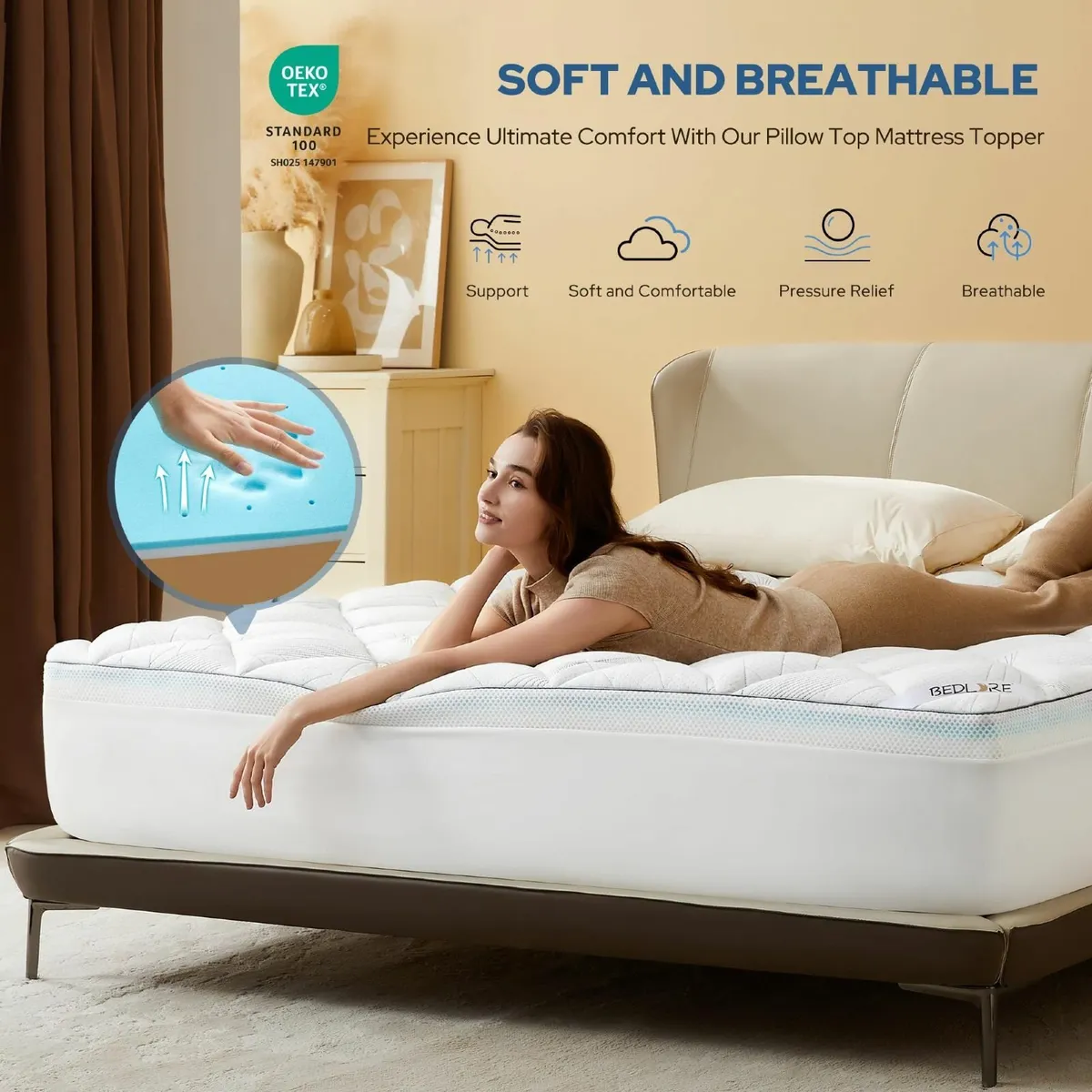 Memory Foam Mattress Topper Kingsize Bed 2-in-1 - Image 2