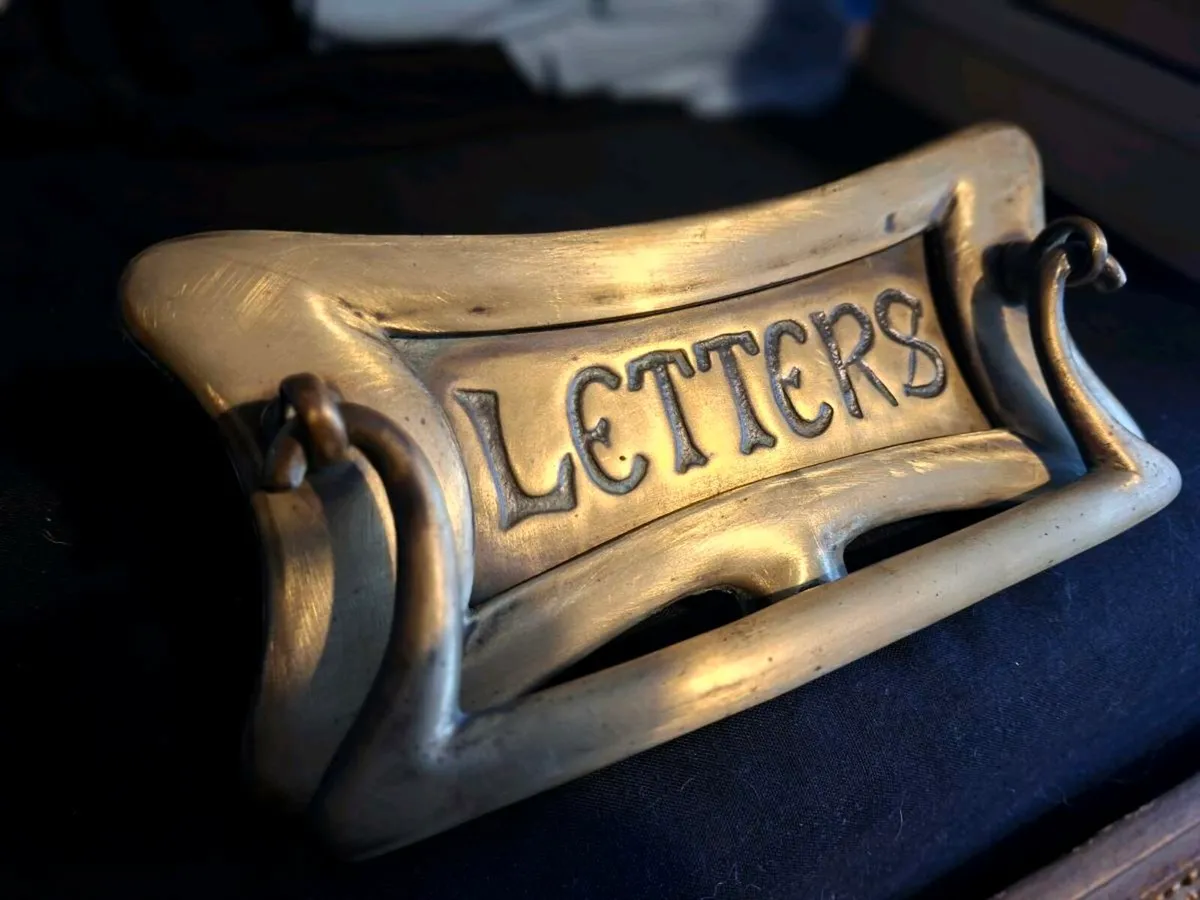 Antique Reclaimed Brass Letterbox w/door knocker - Image 1