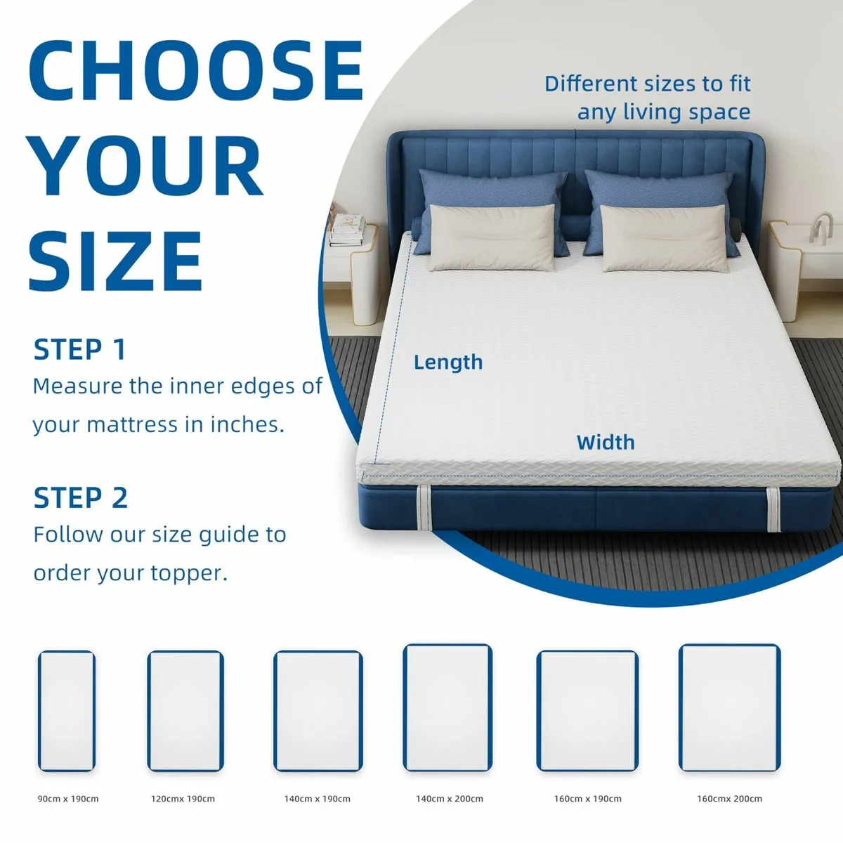 Memory Foam Mattress Topper 7CM Thickness Pad - Image 3