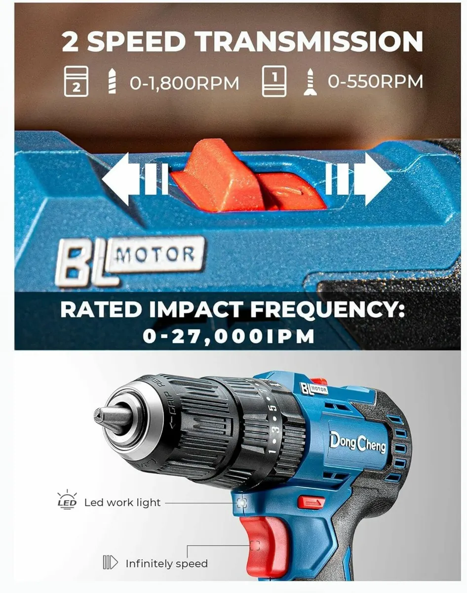 20V Brushless Heavy-Duty Impact Drill 50N.m 27000 - Image 4
