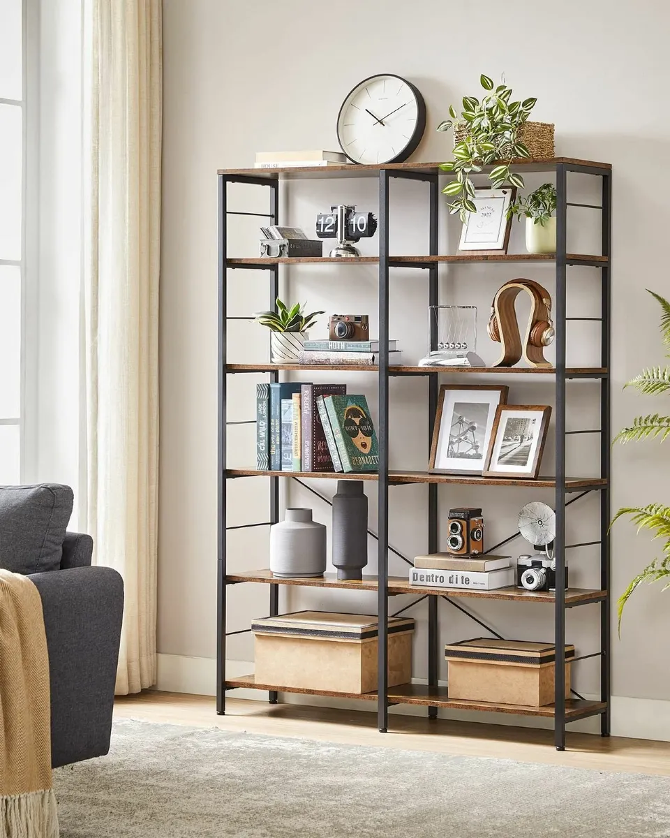 6-Tier Bookshelf Shelving Unit Tall Storage Shelf - Image 4