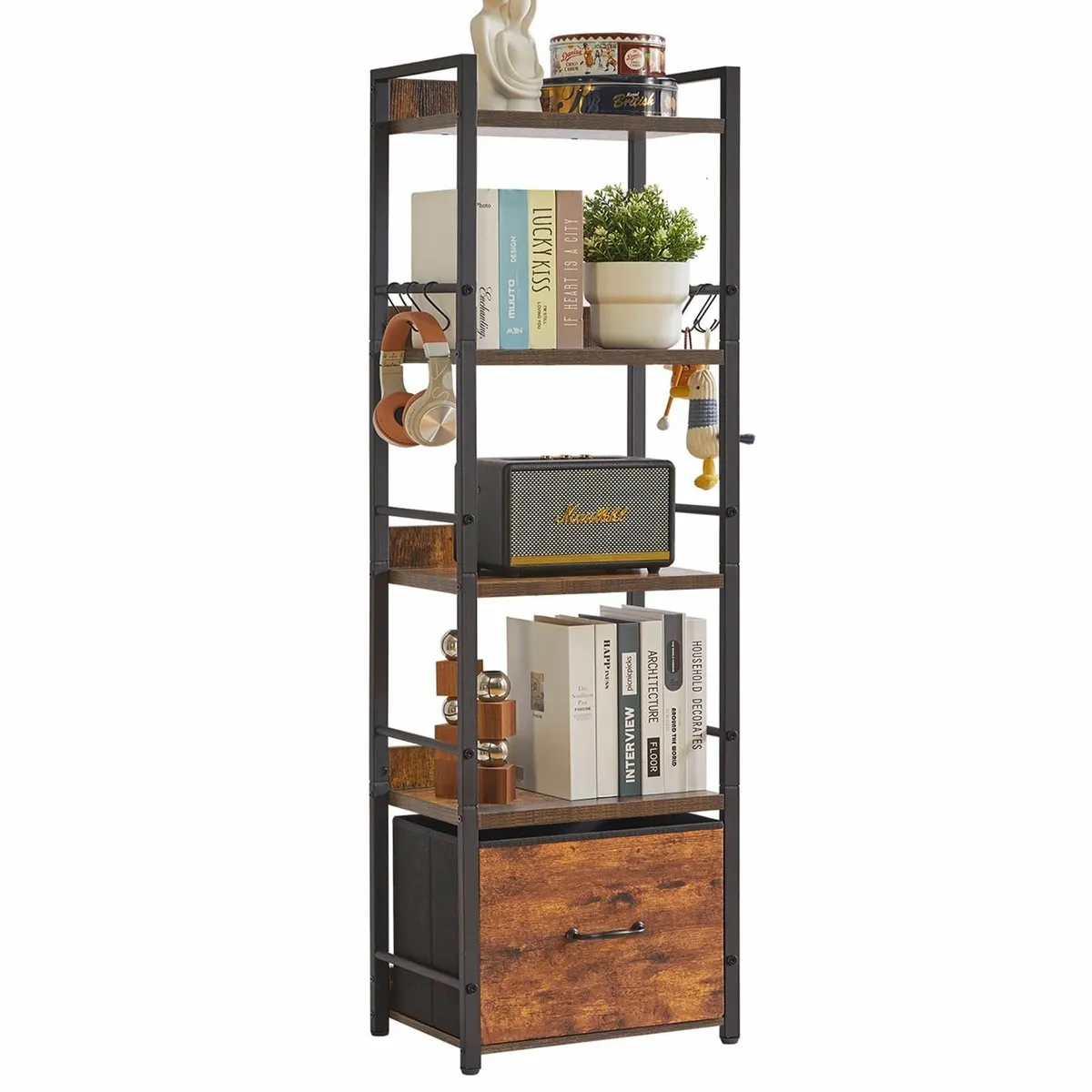 Shelf Bookcase 5-Tier Industrial bookshelf with - Image 1