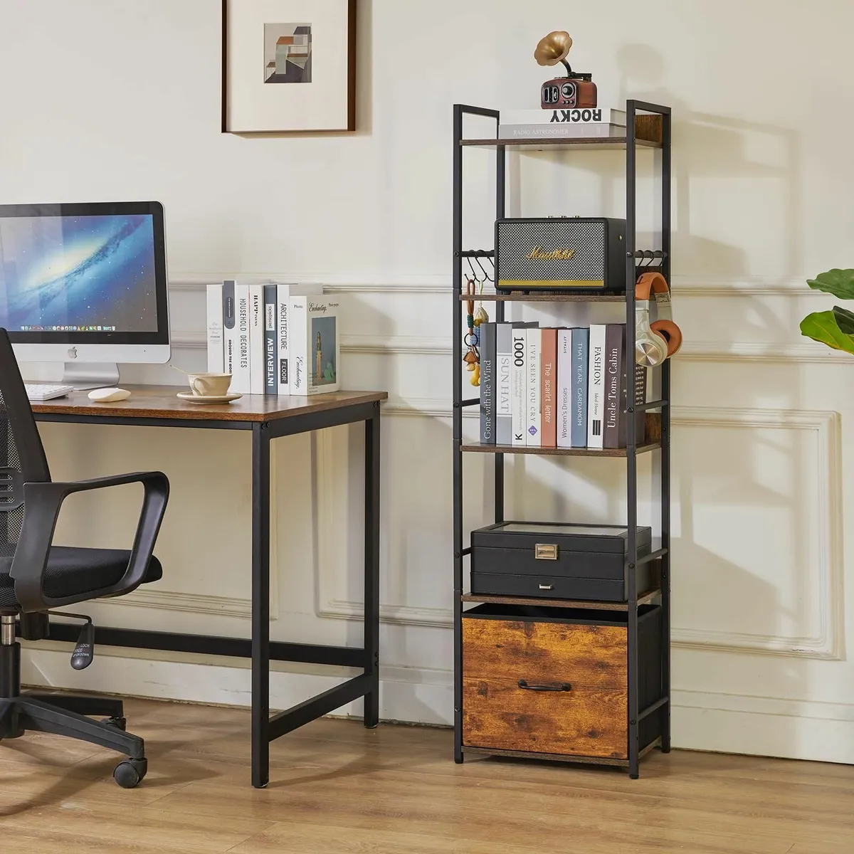 Shelf Bookcase 5-Tier Industrial bookshelf with - Image 2