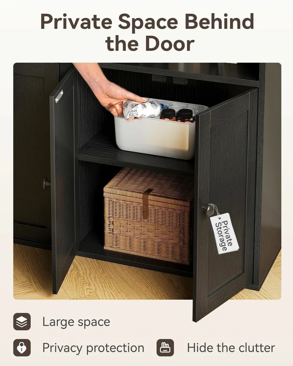 6-Tier Bookcase with Doors and Cabinet Bookshelf - Image 4