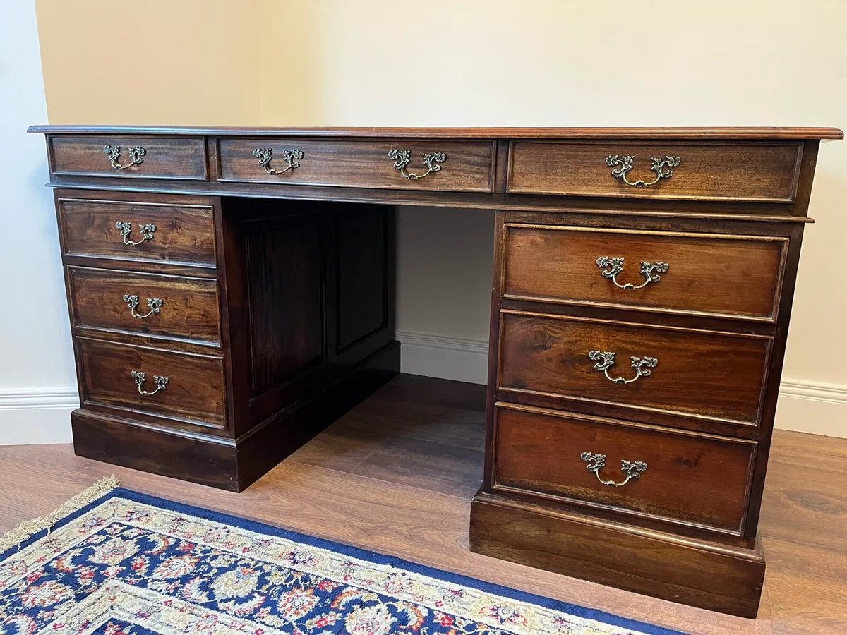 Antique Writing Desk - Edwardian Leathertop - Image 1