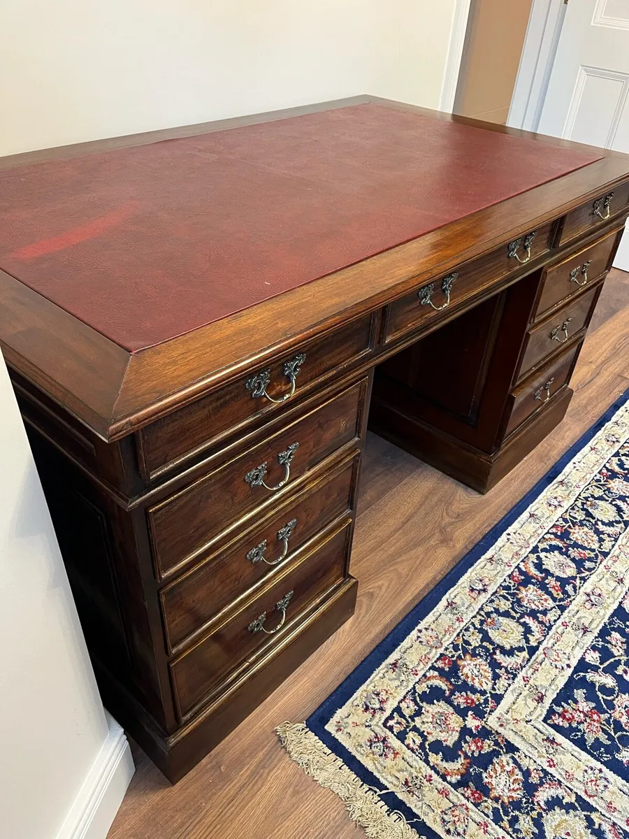 Antique Writing Desk - Edwardian Leathertop - Image 2