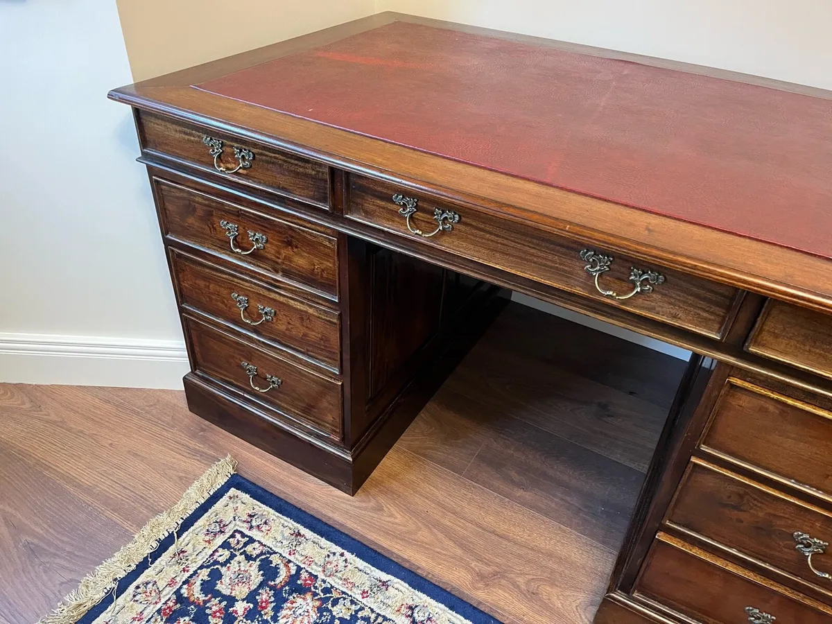 Antique Writing Desk - Edwardian Leathertop - Image 3