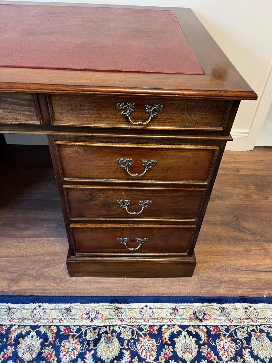 Antique Writing Desk - Edwardian Leathertop - Image 4
