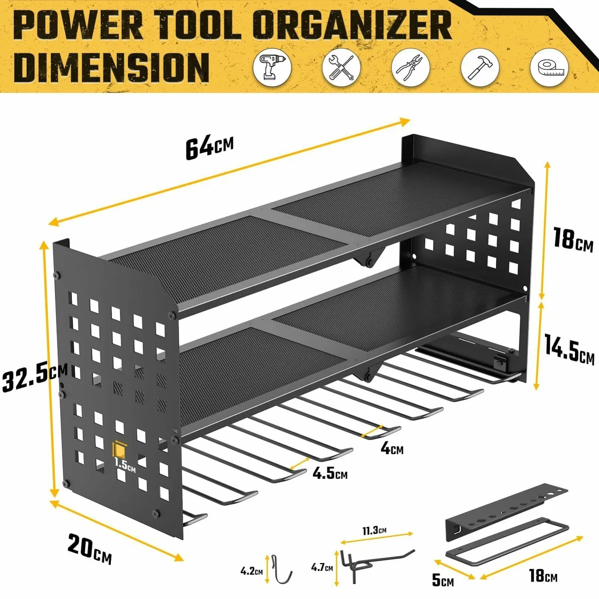 3 Layer Power Tool Storage Rack for 7 Drill - Image 3