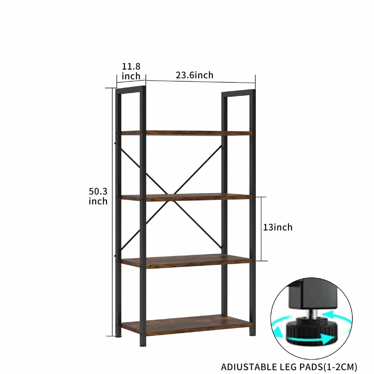 4-Tier Bookshelf 24 inch Wood Bookcase with Open - Image 2