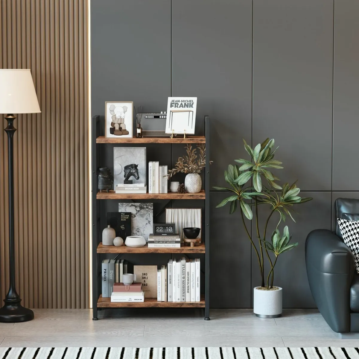 4-Tier Bookshelf 24 inch Wood Bookcase with Open - Image 3