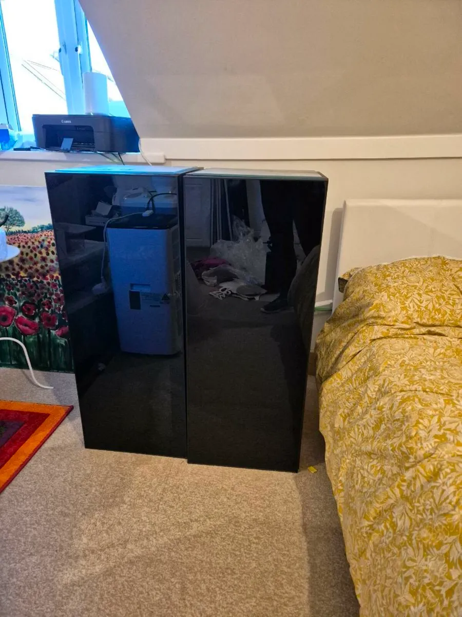 2x Black glass door wall cabinets - Image 4