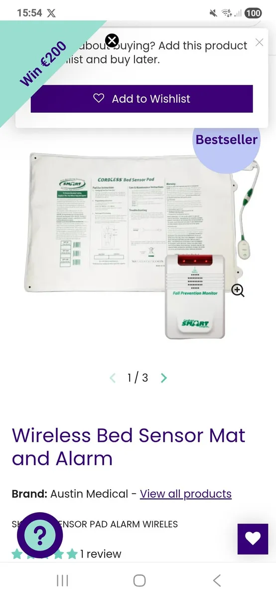 Wireless bed sensor and alarm - Image 1