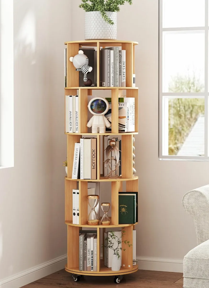 5 Tier Rotating Bookshelf 360degrees Revolving - Image 1