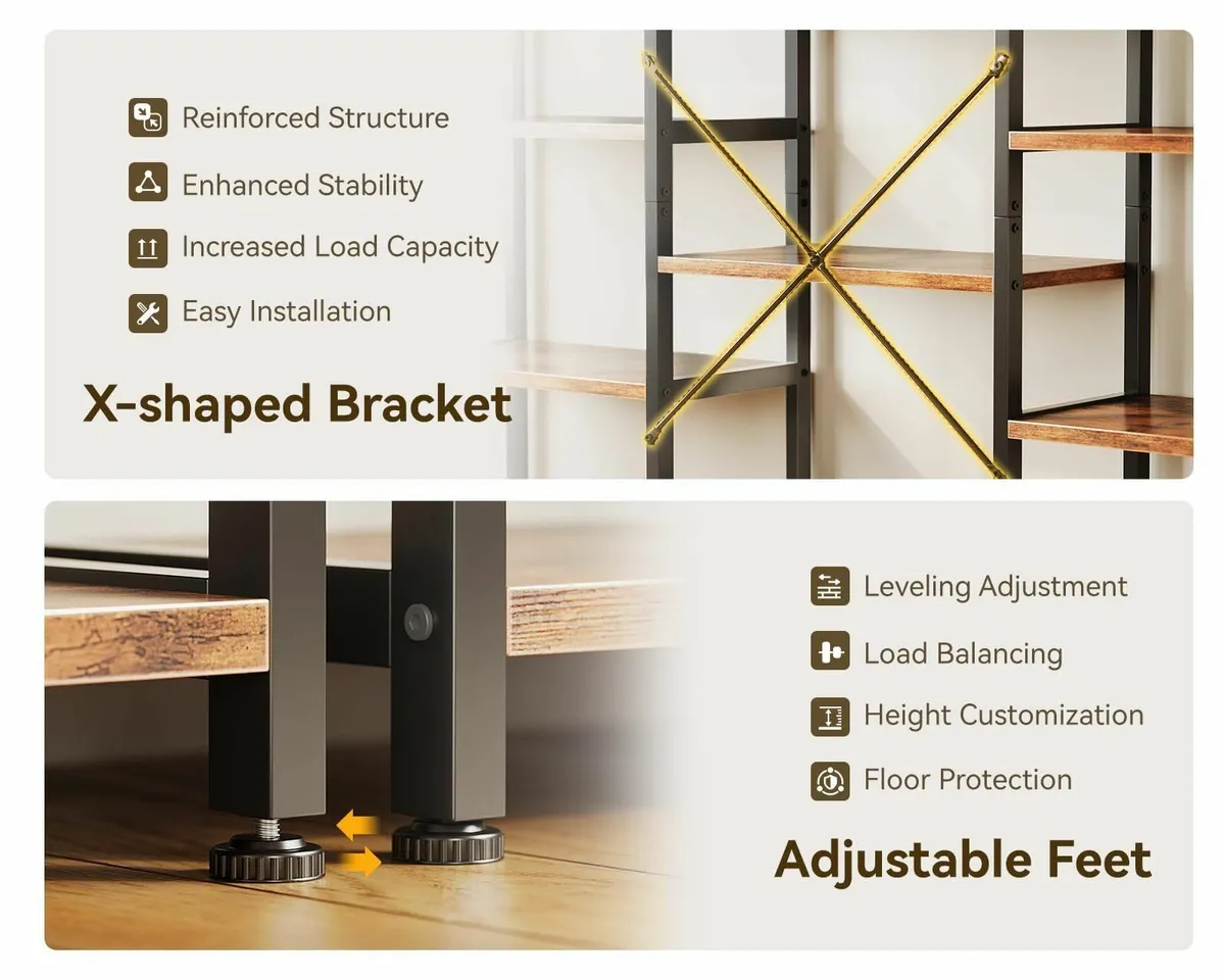 Triple Bookshelf Large Bookcase with 14 Open - Image 4