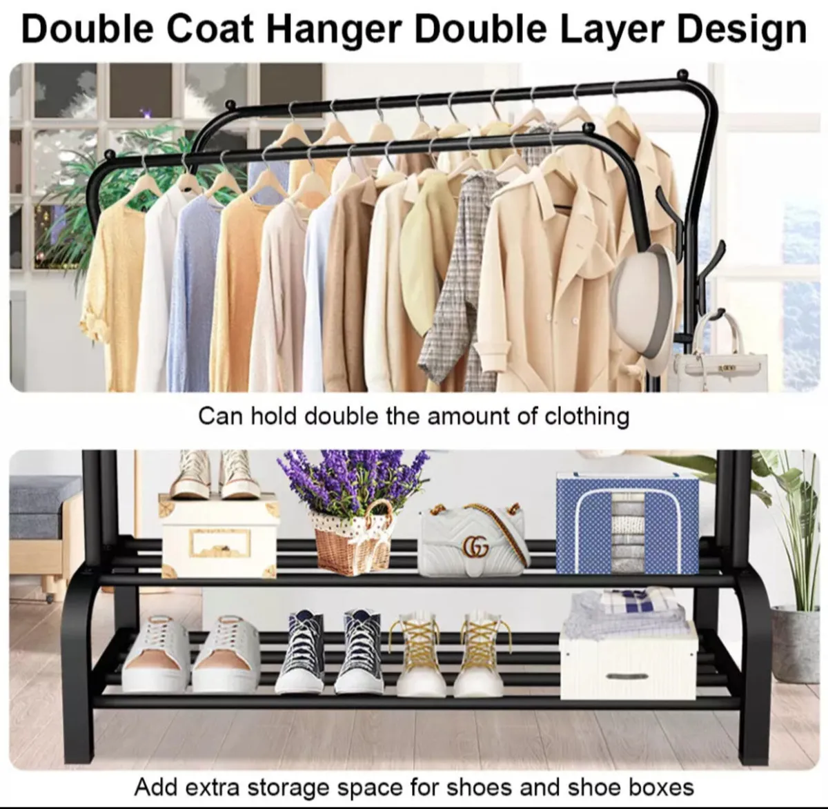 NEW Metal Double Rail Clothes Garment Rack - Image 3