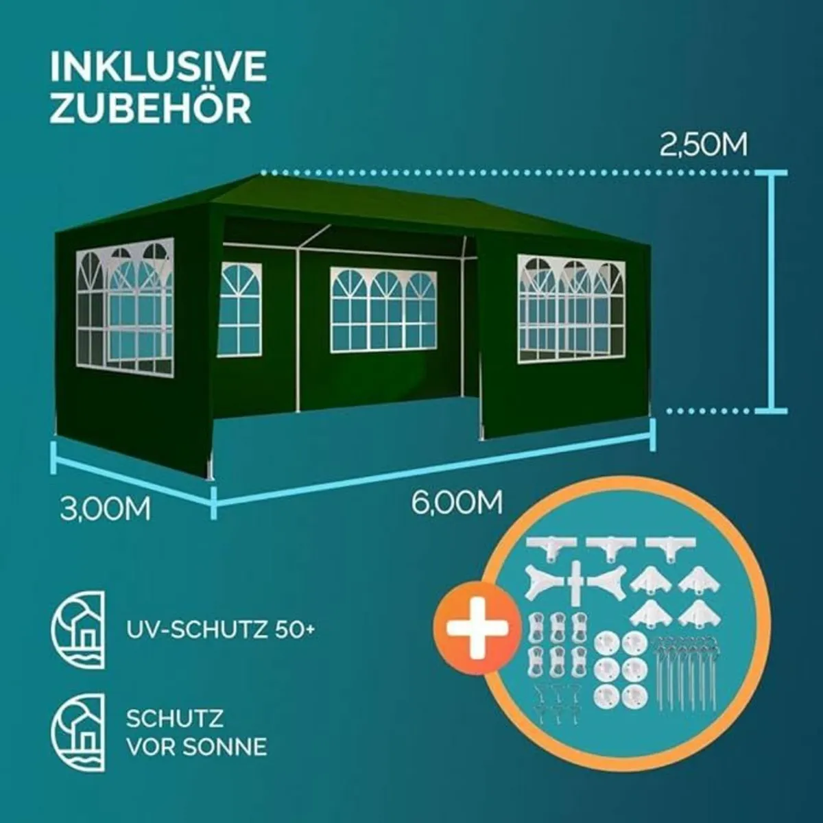 Gazebo 3 x 6 m UV Protection 18 m² Roof - Image 2