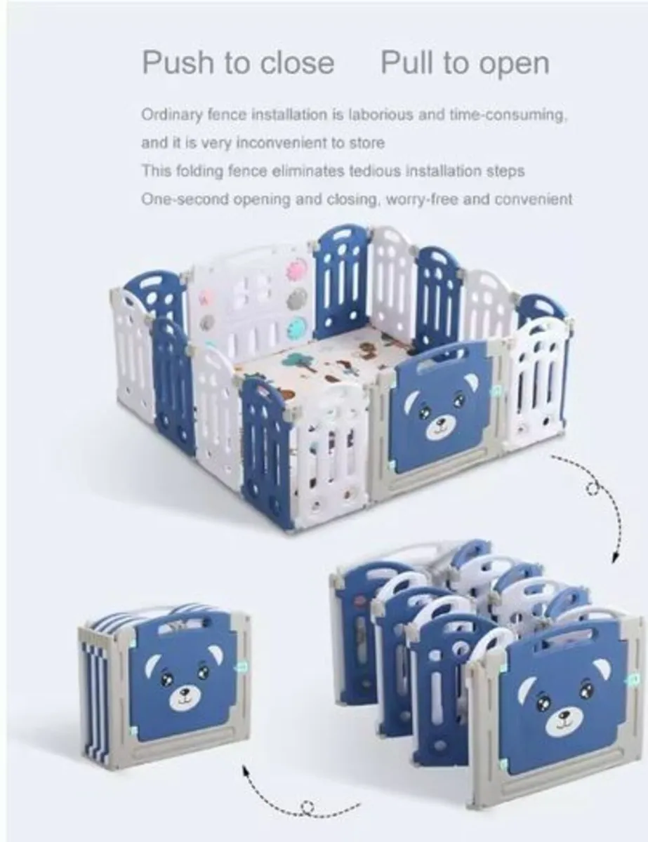 Baby Playpen 16 Panels with Crawling Mat - Image 3