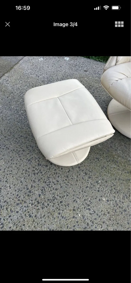 Cream reclining seat and foot stool - Image 2