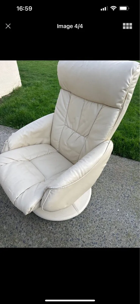 Cream reclining seat and foot stool - Image 3