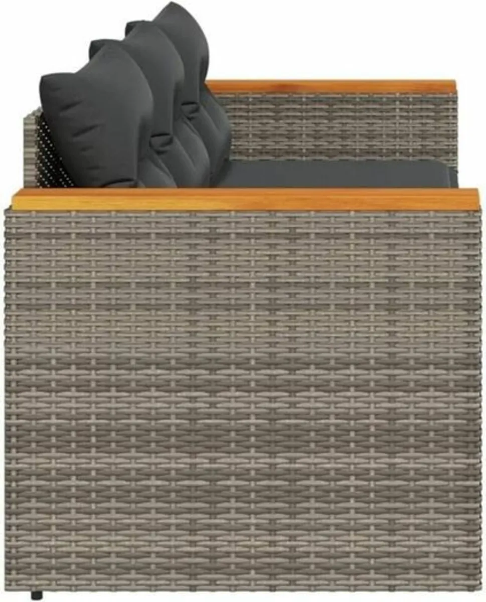 3-Seater Garden Sofa Poly Rattan Outdoor Lounge wi - Image 3