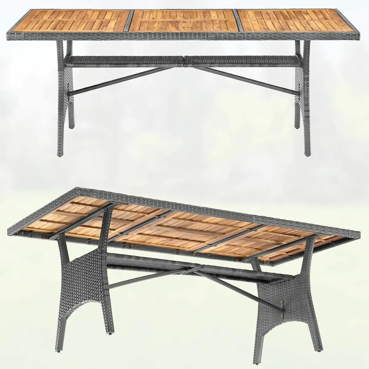 Polyrattan Garden Dining Table with FSC® Acacia Wo - Image 2